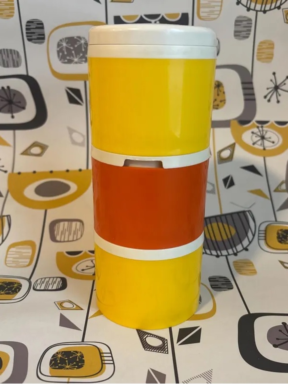 Vintage Yellow & Orange Stackable Food Canister Set spice shaker Tupperware 1970